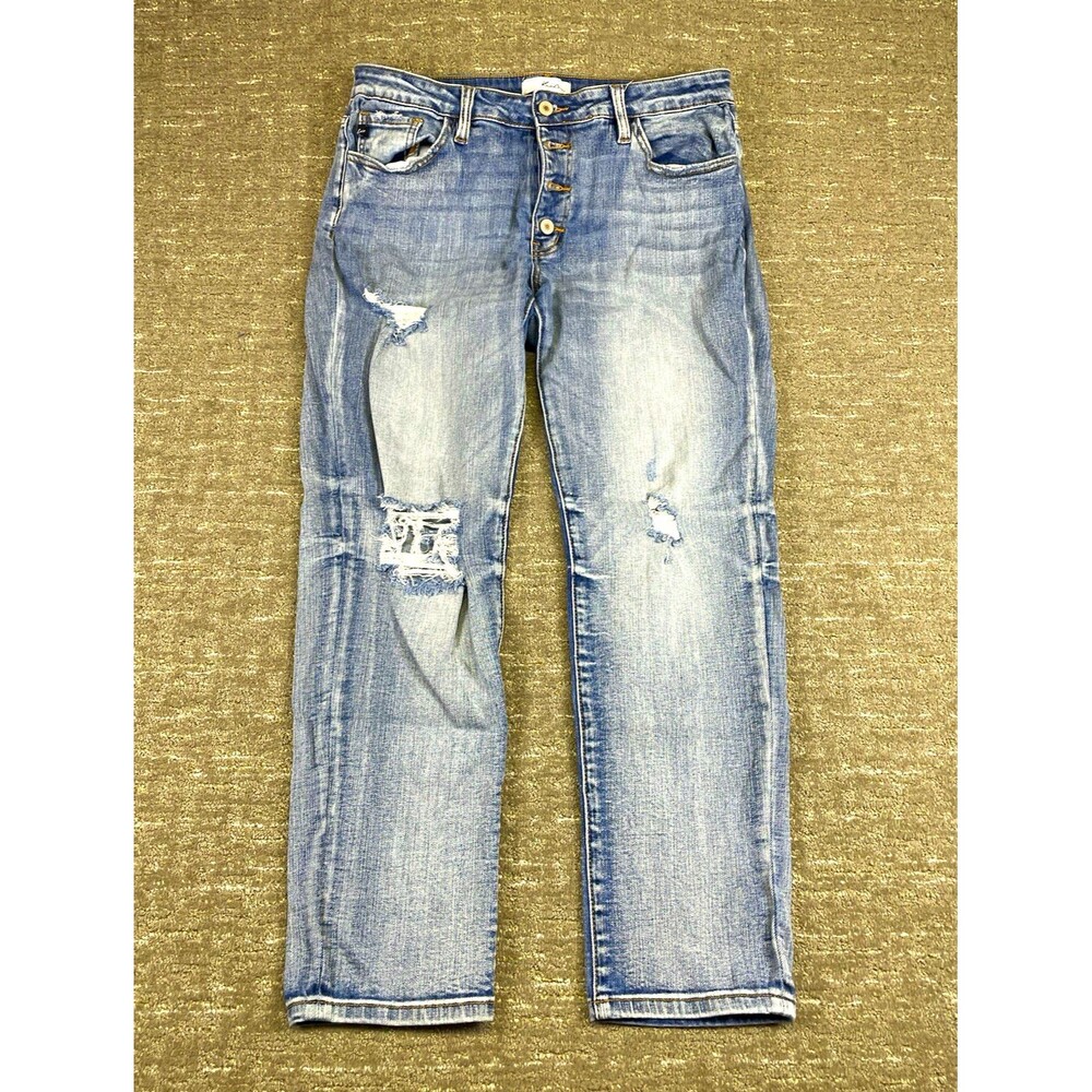 women’s KanCan skinny slim fit light wash blue distressed denim jeans 11/29